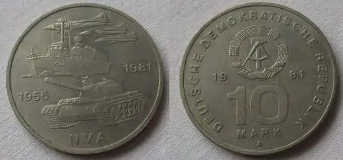 DDR Gedenk Münze 10 Mark 25 Jahre Nationale Volksarmee NVA 1981 Stgl. (138607)
