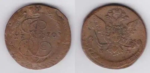 5 Kopeken Kupfer Münze Russland 1770 E.M. Katharina II. s/ss (155657)