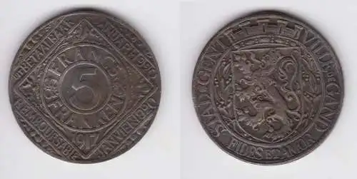 5 Francs / Franken Münze Belgien Stadt Gent 1917 N 615 vz (156358)