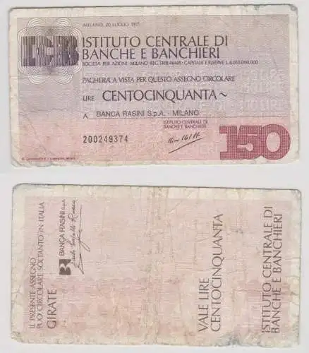 150 Lire Banknote Italien Italia  Banco di Banche e Banchieri 1977 (154998)