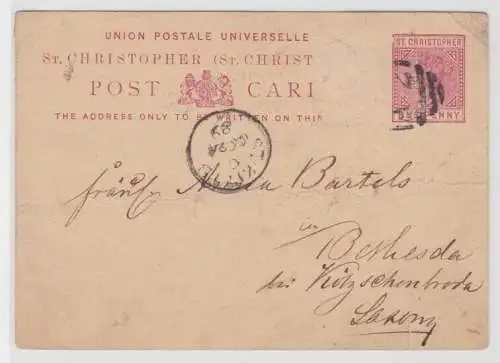 68943 seltene Ganzsachen Postkarte St.Christopher 1 Penny 1889