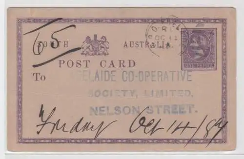 73688 seltene Ganzsachen Postkarte South Australia Südaustralien 1 Penny 1887
