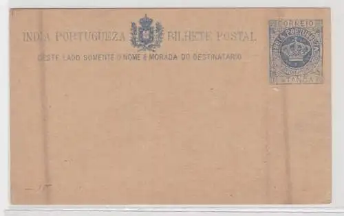 42375 seltene Ganzsachen Postkarte Portugiesisch Indien 1/4 Tanga um 1900