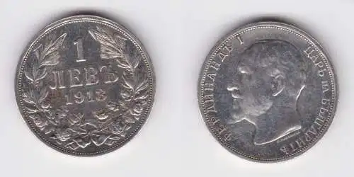 1 Lewa Silber Münze Bulgarien 1913 (156224)