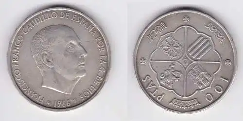 100 Pesetas Silber Münze Spanien 1966 (155767)