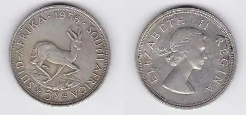 5 Schilling Silber Münze Südafrika Springbock 1958 (155238)
