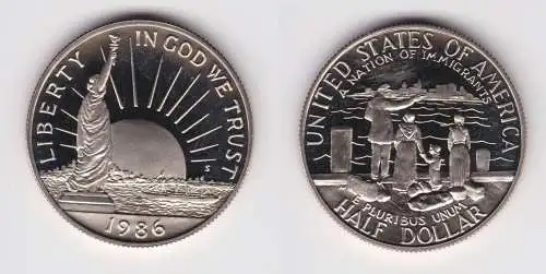 1/2 Dollar Münze USA 1986 Ellis Island 100 Jahre Freiheitsstatue (155781)