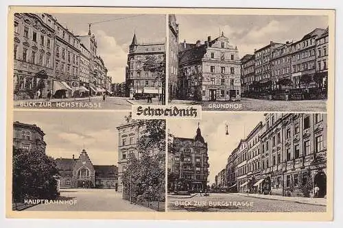 99834 Mehrbild Ak Schweidnitz - Hohstraße, Grundhof, Hauptbahnhof, Burgstraße