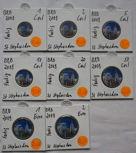 KMS Euro Kursmünzensatz Deutschland Farbmünzen Stephansdom 2009 (142415)