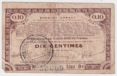 10 Centimes Banknote Frankreich 70 Communes 23.April 1915 (165478)