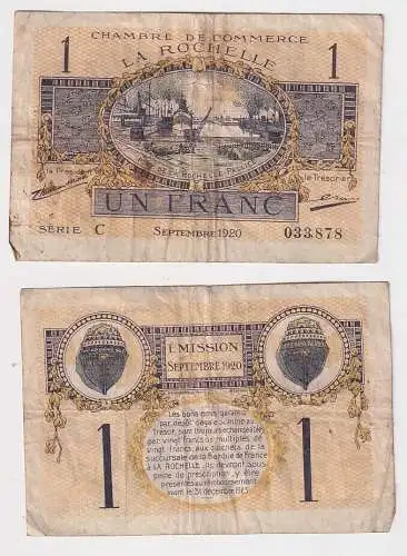1 Franc Banknote Frankreich La Rochelle September 1920 (164954)