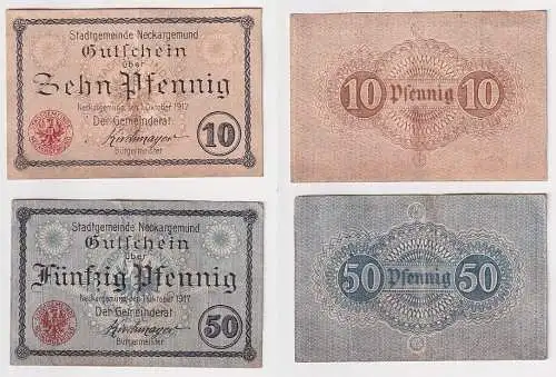 10 und 50 Pfennig Banknoten Notgeld Stadt Neckargemünd 1.10.1917 (165329)