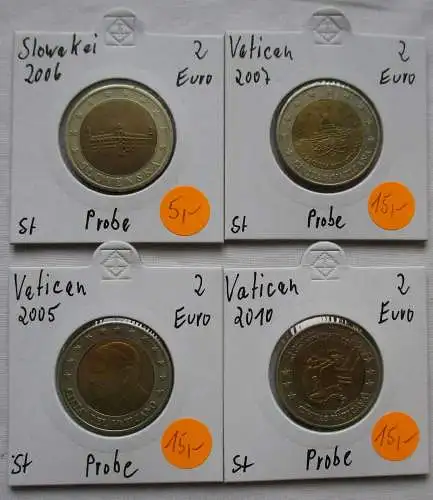 Euro Probensatz 4x 2 Euro Proben Vatikan + Slowakei (116703)