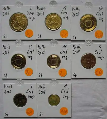 KMS Kursmünzensatz Euro-Ländersatz Malta 2008 Cent - Euro vergoldet (105517)
