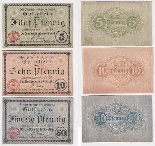 3 Banknoten Notgeld Stadt Zeulenroda 1.7.1917 (165363)