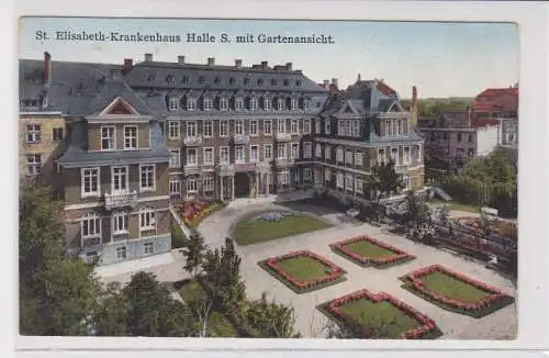 908298 Ak St. Elisabeth-Krankenhaus Halle S. mit Gartenansicht 1931