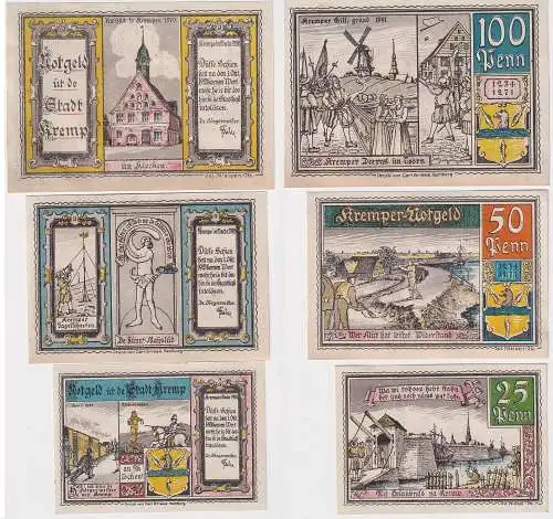 25, 50 und 100 Pfennig Banknoten Stadt Krempe Dezember 1920 (165679)