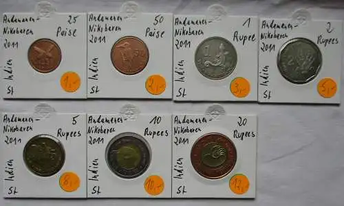 KMS Kursmünzsatz 7 Münzen Indien Rupien Andaman & Nicobar Islands 2011 (124663)