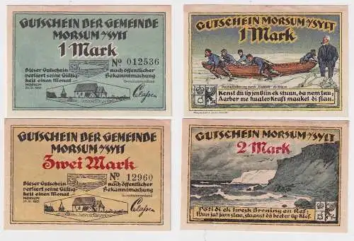 2 Banknoten Notgeld Gemeinde Morsum auf Sylt 21.2.1921 (160395)