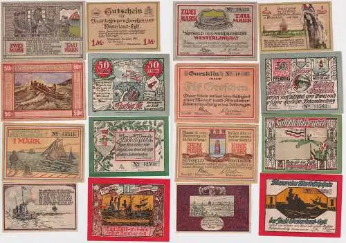8 Banknoten Notgeld Gemeinde Westerland auf Sylt 1921 (164883)