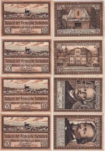4 x 50 Pfennig Banknoten Notgeld Gemeinde Siebleben o.D. (1921) (162074)