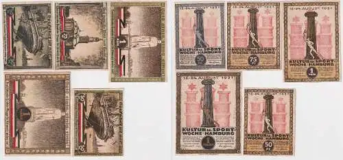 5 Banknoten Notgeld Kultur- und Sportwoche Hamburg 1921 (162879)