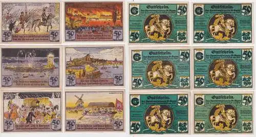 6 x 50 Pfennig Banknote Notgeld Hamburg Sportvereinigung St.Georg 1921 (165947)