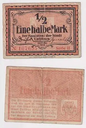 1/2 Mark Banknoten Notgeld Magistrat der Stadt Cottbus o.D.-31.12.1918 (160385)