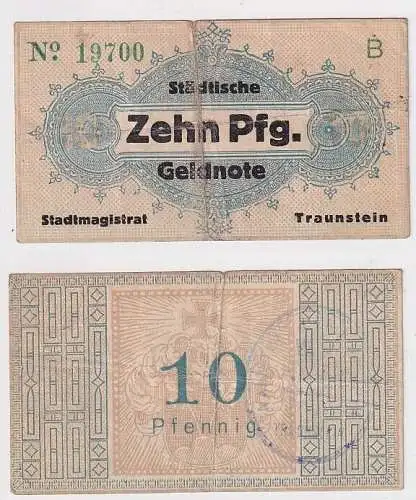 10 Pfennig Banknoten Notgeld Stadtmagistrat Traunstein o.D. (1917)  (162432)