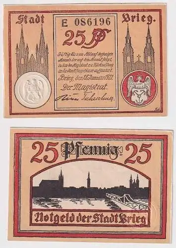 25 Pfennig Banknote Notgeld Stadt Brieg Brzeg in Schlesien 18.11921 (165335)