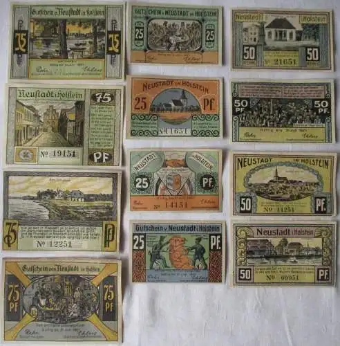 12 Banknoten Notgeld Stadt Neustadt in Holstein o.D. (1921) (163439)