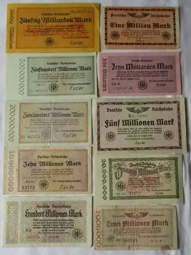 10 Inflations Banknoten Deutsche Reichsbahn Berlin 1923 (166888)