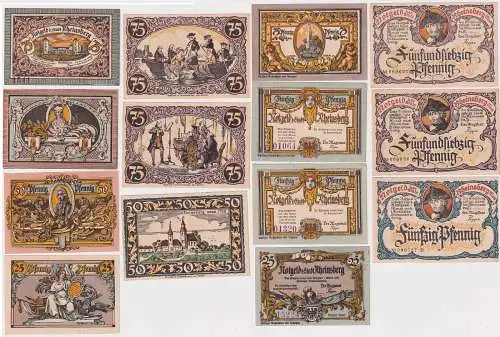 7 Banknoten Notgeld Stadt Rheinsberg o.D. (1921/1922) (167040)