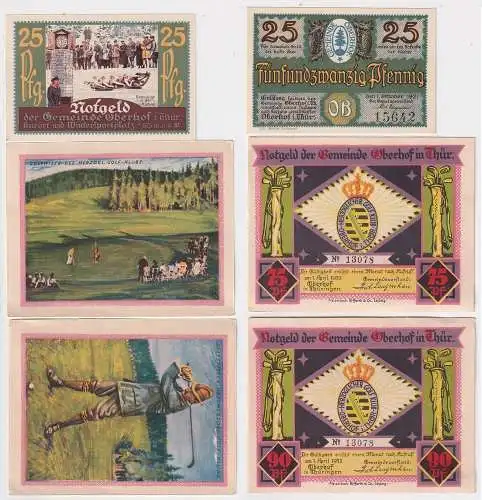 3 x Banknoten Notgeld Gemeinde Oberhof Golfklub 01.04.1922 (167157)