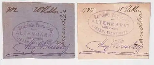 2 Banknoten 10 und 20 Heller Notgeld Gemeinde Altenmarkt/Liezen 1920 (167144)
