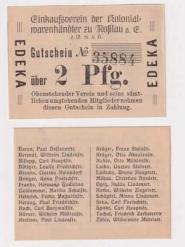 2 Pfennig Gutschein Einkaufsverein der Kolonialwarenhändler zu Roßlau (166961)
