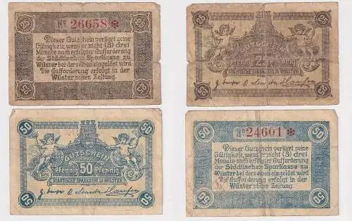 25 & 50 Pfennig Banknoten Notgeld städtische Sparkasse Wilster o.D. (167165)