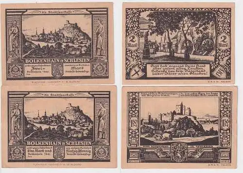 1 & 2 Mark Banknoten Notgeld Stadt Bolkenhain in Schlesien  (167227)