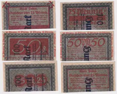 3 Banknoten Notgeld Stadt Düren 8.4.1920 Überdruck (167222)