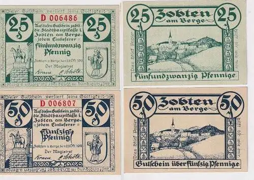 25 & 50 Pfennig Banknoten Notgeld Stadt Zobten am Berge 1919 (167188)