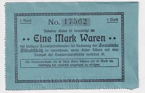 1 Mark Banknote Notgeld Mikultschütz Donnersmarckhütte in Zabrze um 1920(167224)