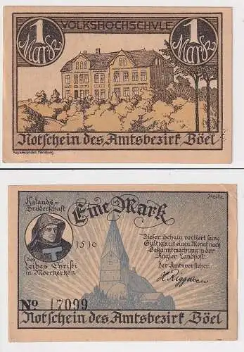 1 Mark Banknoten Notgeld Amtsbezirk Böel ohne Datum (167151)