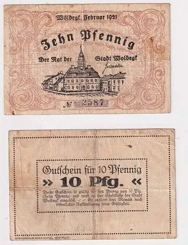 10 Pfennig Banknote Notgeld Stadt Woldegk Februar 1921 (167217)