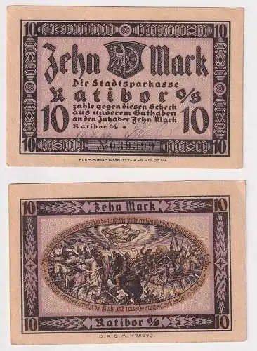 Notgeld Schlesien Ratibor Racibórz 10 Mark 1921 fast kassenfrisch (166987)
