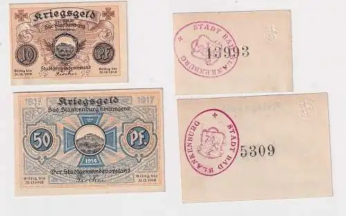 10 und 50 Pfennig Banknoten Notgeld Stadt Bad Blankenburg 31.12.1918 (167311)
