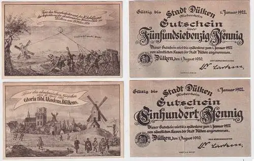 75 und 100 Pfennig Banknoten Notgeld Stadt Dülken 1.8.1920 (167209)