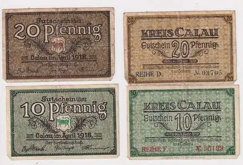 10 und 20 Pfennig Banknoten Notgeld Kreis Calau April 1918 (167520)
