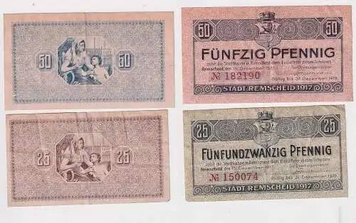 25 und 50 Pfennig Banknoten Notgeld Stadt Remscheid 15.12.1917 (167306)