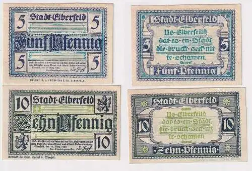 5 und 10 Pfennige Banknoten Notgeld Stadt Elberfeld 1920 (167203)