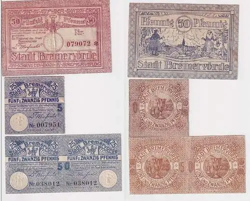 25 & 2x 50 Pfennig Banknoten Notgeld Stadt Bremervörde 1.4.1920 (167149)